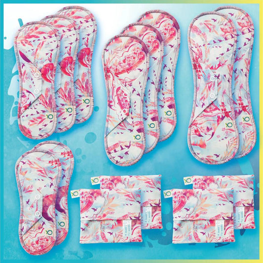 Kit Öko-Pads | Départ - Serviettes & Protège-dessous | Motif Chasse Galerie - Öko Créations