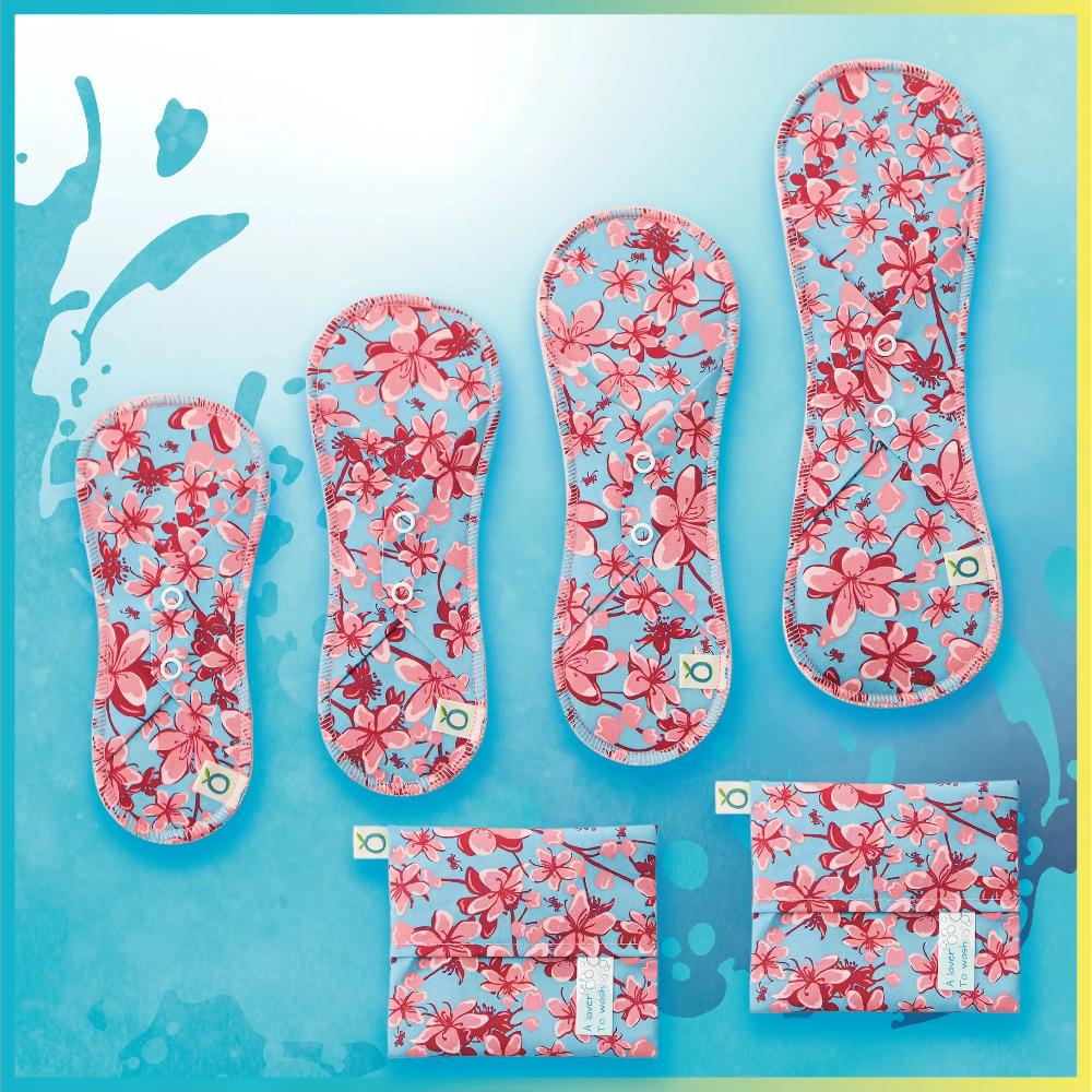 Kit Öko-Pads | Découverte - Serviettes & Protège-dessous | Motif Colibri - Öko Créations