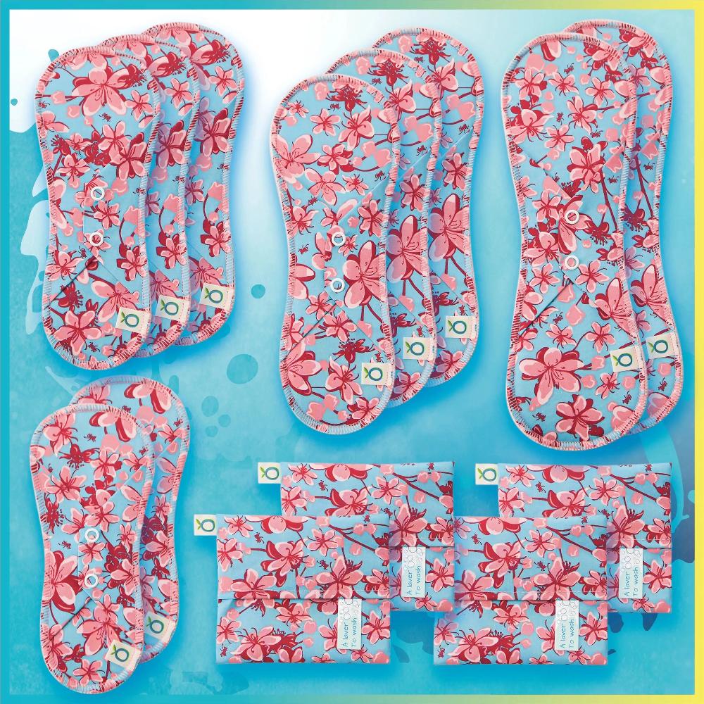Kit Öko-Pads | Départ - Serviettes & Protège-dessous | Motif Colibri - Öko Créations