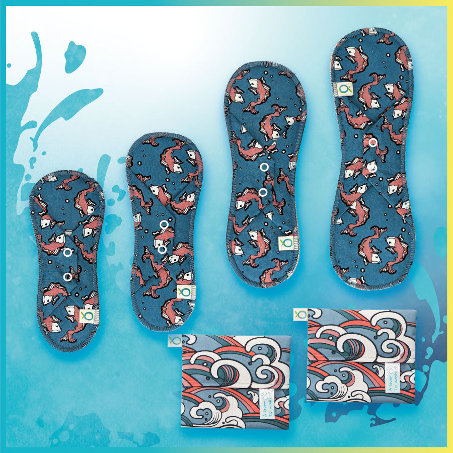 Kit Öko-Pads | Découverte - Serviettes & Protège-dessous | Motif Kawaii - Öko Créations