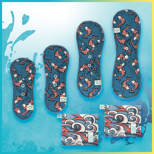 Kit Öko-Pads | Découverte - Serviettes & Protège-dessous | Motif Kawaii - Öko Créations